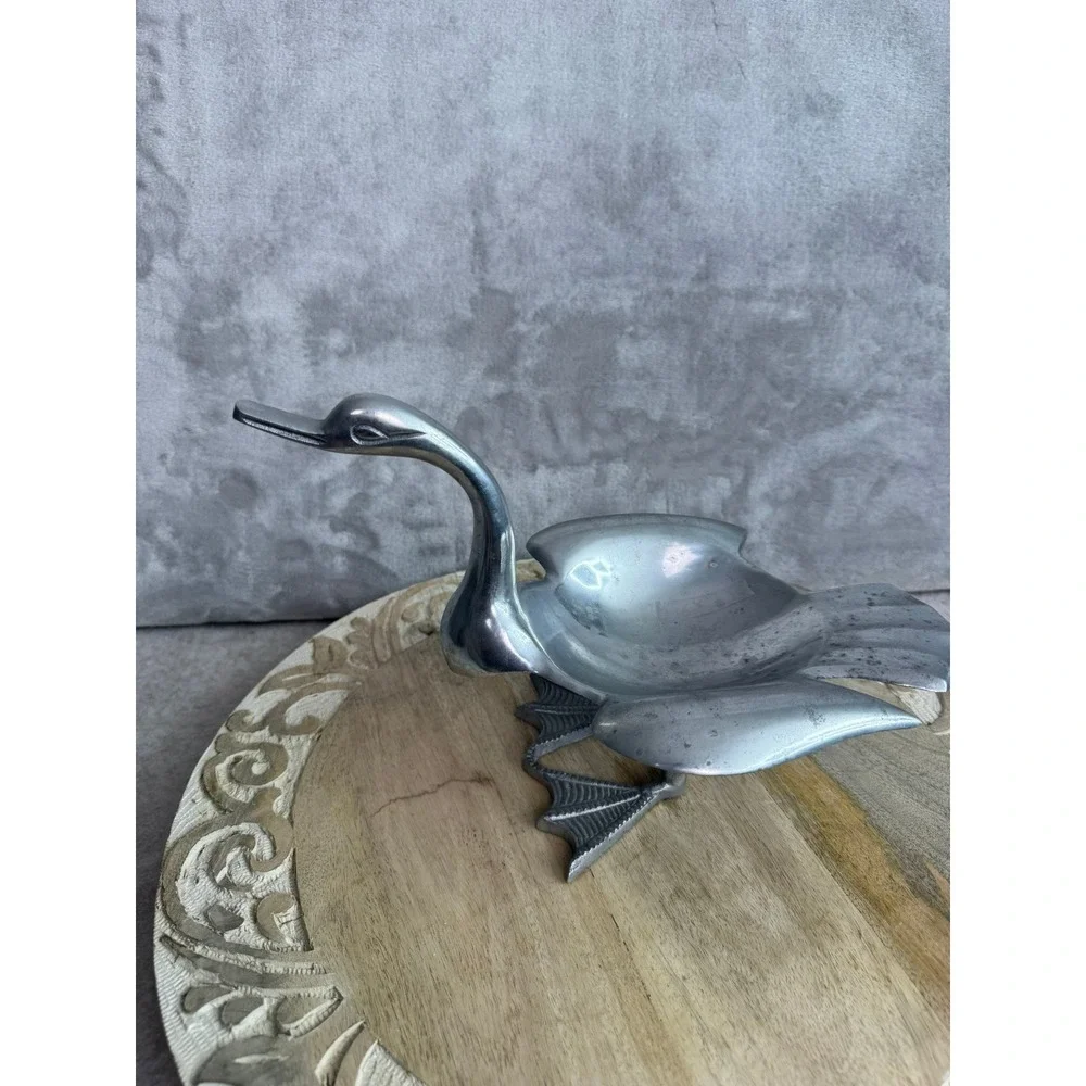 Vintage‎ Metal Duck Trinket Dish Candy Bowl Figurine Collectible